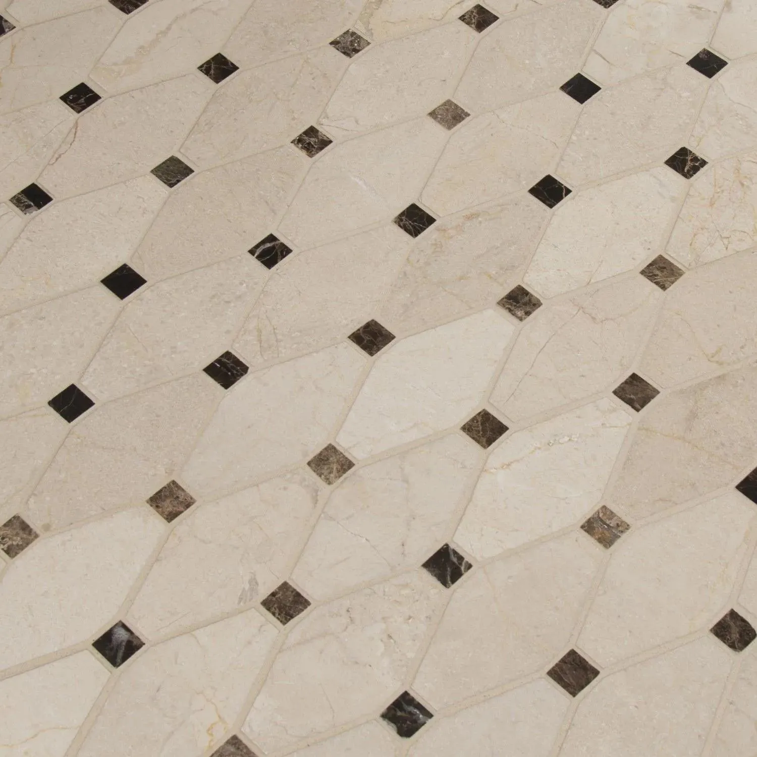 Hexagon Valencia Blend Beige Polished 12" x 13-1/2" SMOT-VALBLND-OCTEL10MM MSI Surfaces Hexagon Mosaic Tiles