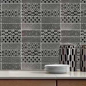Image 2 of Seamless Black Polished 12" x 12" SMM804PG23 Centura Square Mosaic Tiles sold at Floors & Baths Pro's