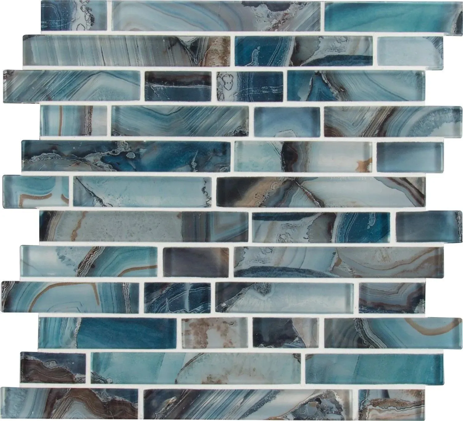 Night Sky Green Glossy 12" x 13-1/2" SMOT-GLSIL-NIGSKY8MM MSI Surfaces Rectangle Mosaic Tiles