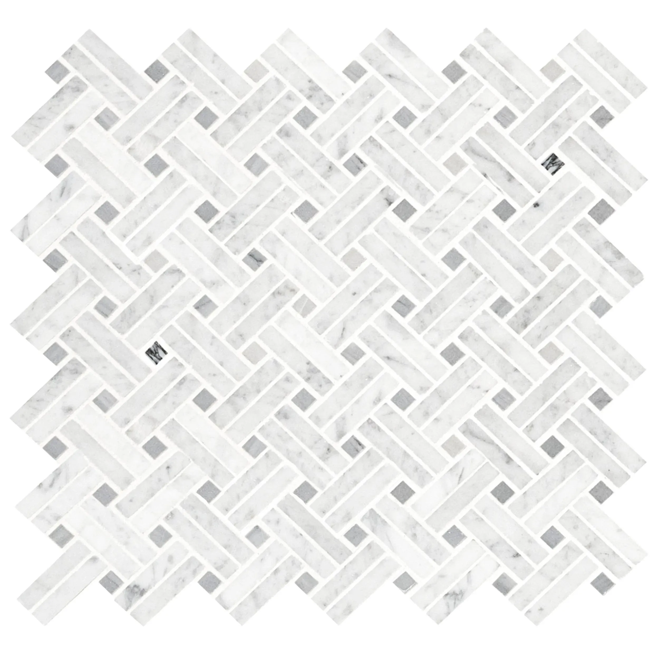 Carrara Basketweave White-Cool Polished 12" x 12" SMOT-CAR-BW2P MSI Surfaces Other Mosaic Tiles
