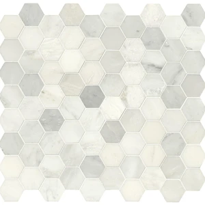 Image 4 of Hexagon Greecian White-Cool Polished 12" x 13" SMOT-GRE-3HEXP MSI Surfaces Hexagon Mosaic Tiles sold at Floors & Baths Pro's
