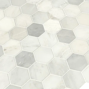 Image 5 of Hexagon Greecian White-Cool Polished 12" x 13" SMOT-GRE-3HEXP MSI Surfaces Hexagon Mosaic Tiles sold at Floors & Baths Pro's