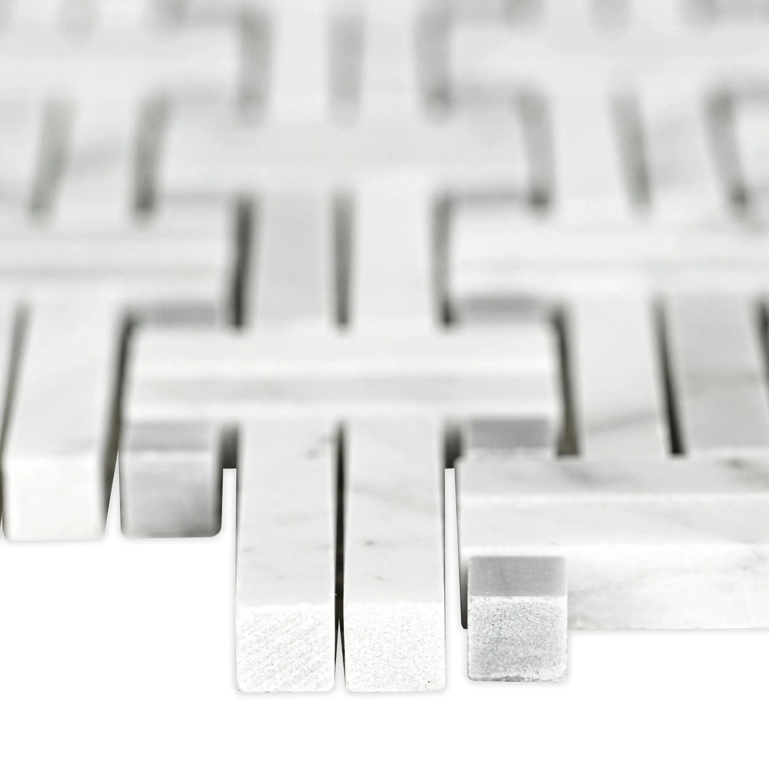 Carrara Basketweave White-Cool Polished 12" x 12" SMOT-CAR-BW2P MSI Surfaces Other Mosaic Tiles