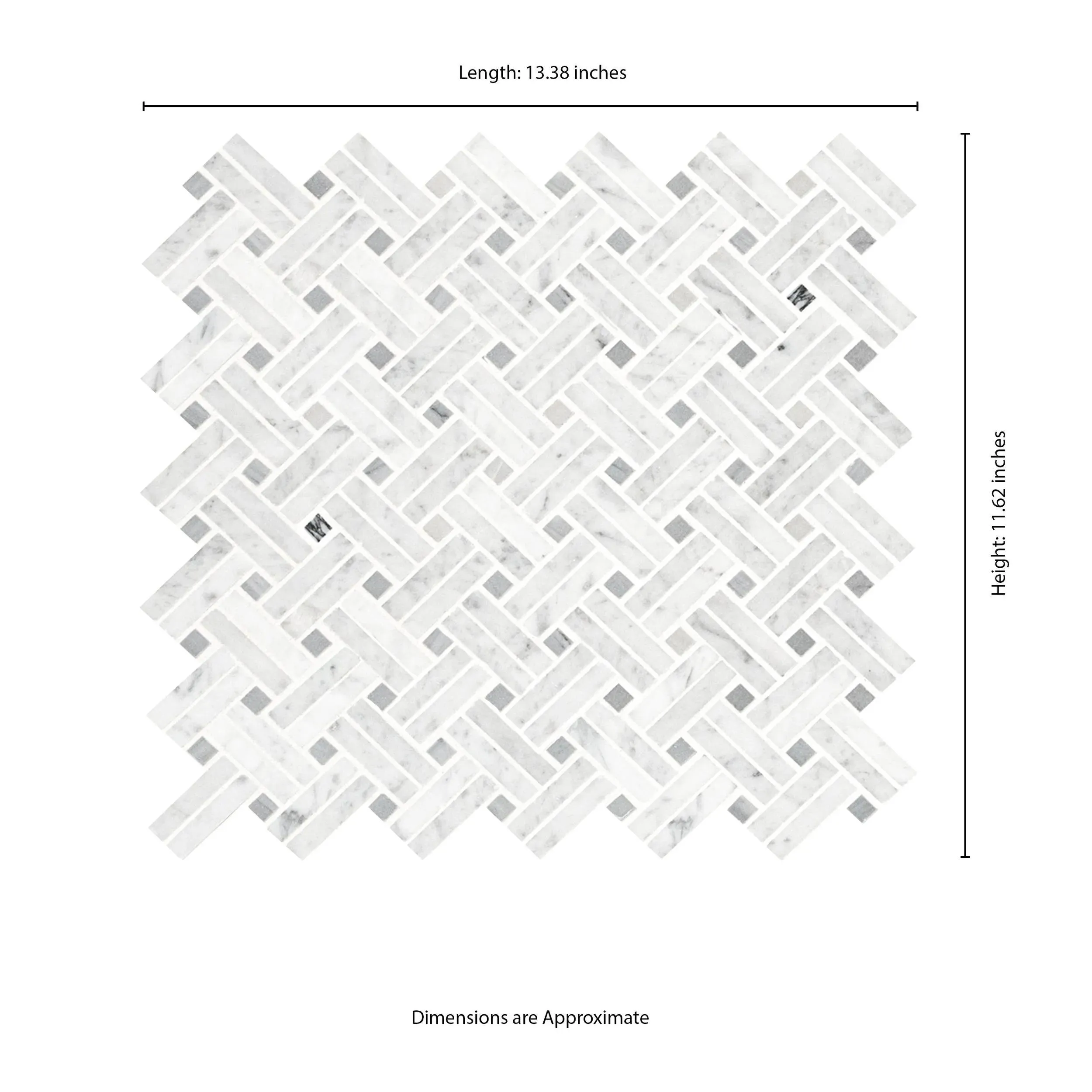 Carrara Basketweave White-Cool Polished 12" x 12" SMOT-CAR-BW2P MSI Surfaces Other Mosaic Tiles