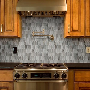 Image 2 of Savoy Picket Brown Glossy 11-1/2" x 12" SMOT-GLSPK-SAVOY8MM MSI Surfaces Hexagon Mosaic Tiles sold at Floors & Baths Pro's