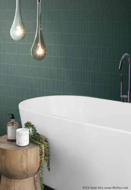 Stick Green Echo Matte 11-1/4" x 11-3/4" ST07M Centura Square Mosaic Tiles