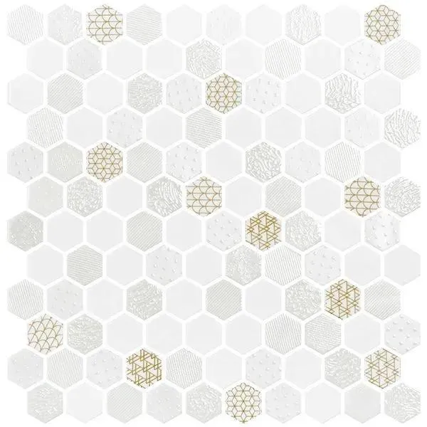 Boreal Hex Lynx 12" x 12" 2003869 Centura Hexagon Mosaic Tiles