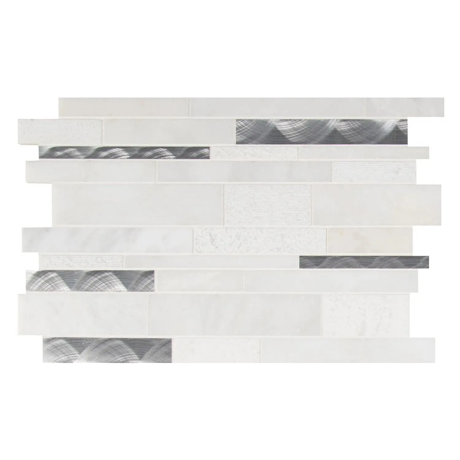 Modern Tessellation White-Cool Multi Finish 12-1/4" x 19-1/2" SMOT-SMTIL-MODBLA8MM MSI Surfaces Rectangle Mosaic Tiles