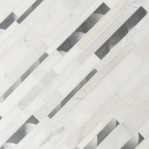 Image 3 of Modern Tessellation White-Cool Multi Finish 12-1/4" x 19-1/2" SMOT-SMTIL-MODBLA8MM MSI Surfaces Rectangle Mosaic Tiles sold at Floors & Baths Pro's
