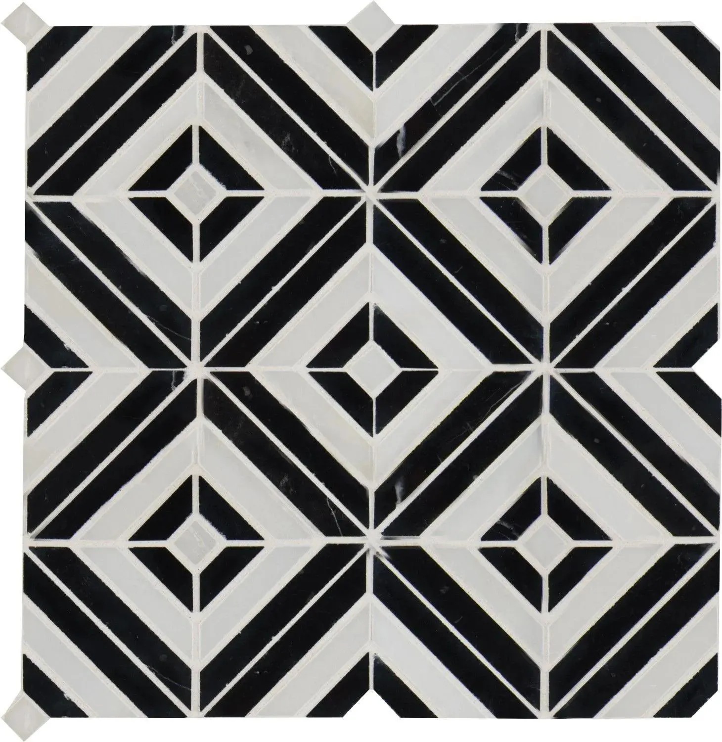 Rhombix Nero Black Polished 12" x 12" SMOT-RHOMBIX-NEROP MSI Surfaces Square Mosaic Tiles