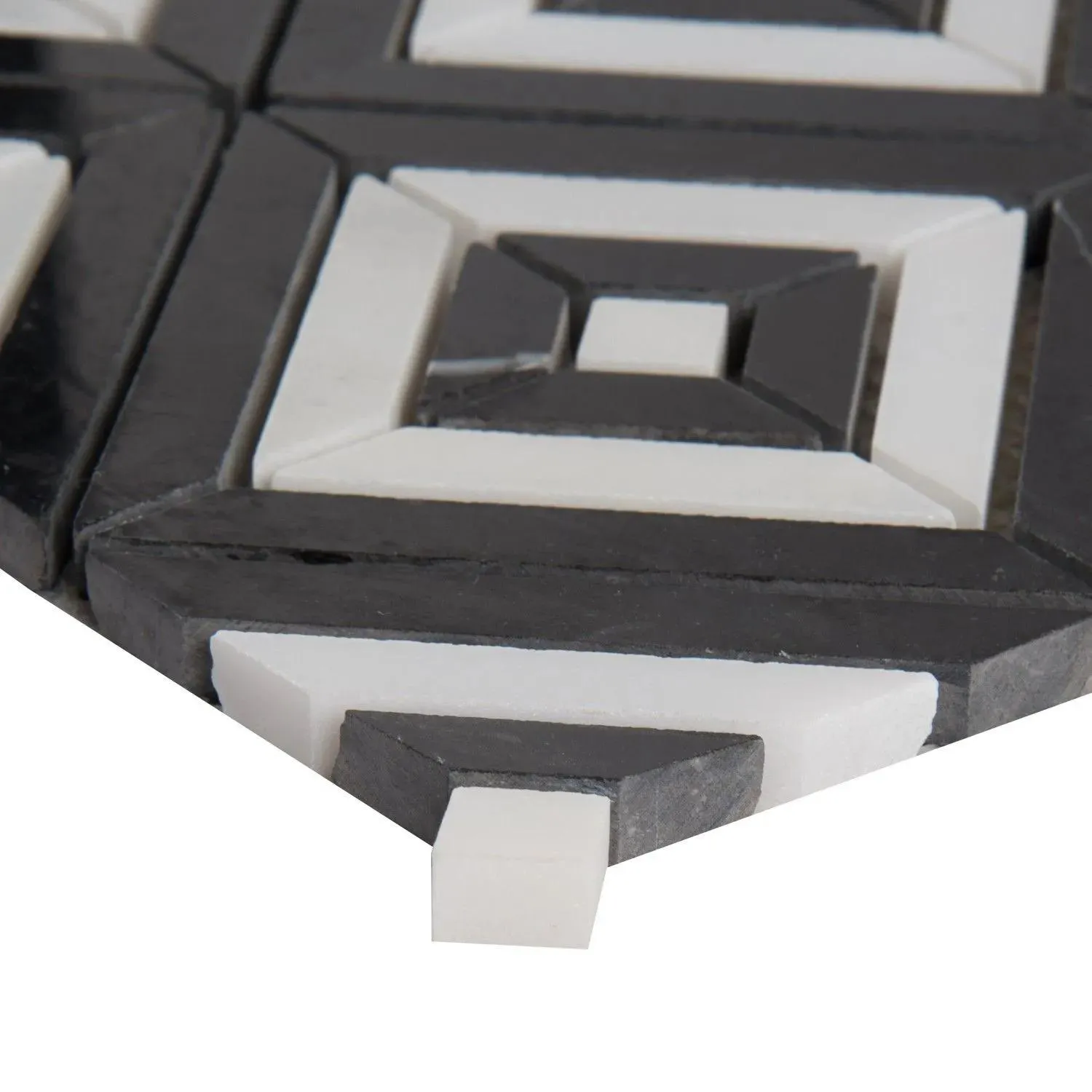 Rhombix Nero Black Polished 12" x 12" SMOT-RHOMBIX-NEROP MSI Surfaces Square Mosaic Tiles