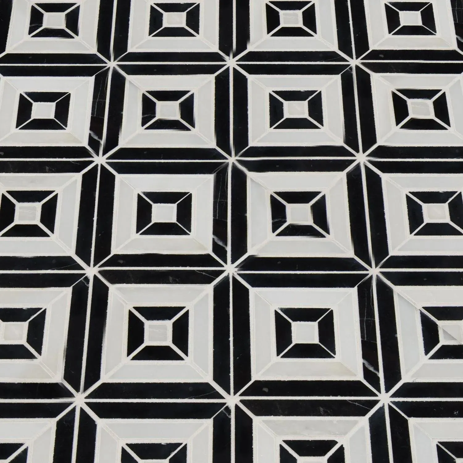 Rhombix Nero Black Polished 12" x 12" SMOT-RHOMBIX-NEROP MSI Surfaces Square Mosaic Tiles