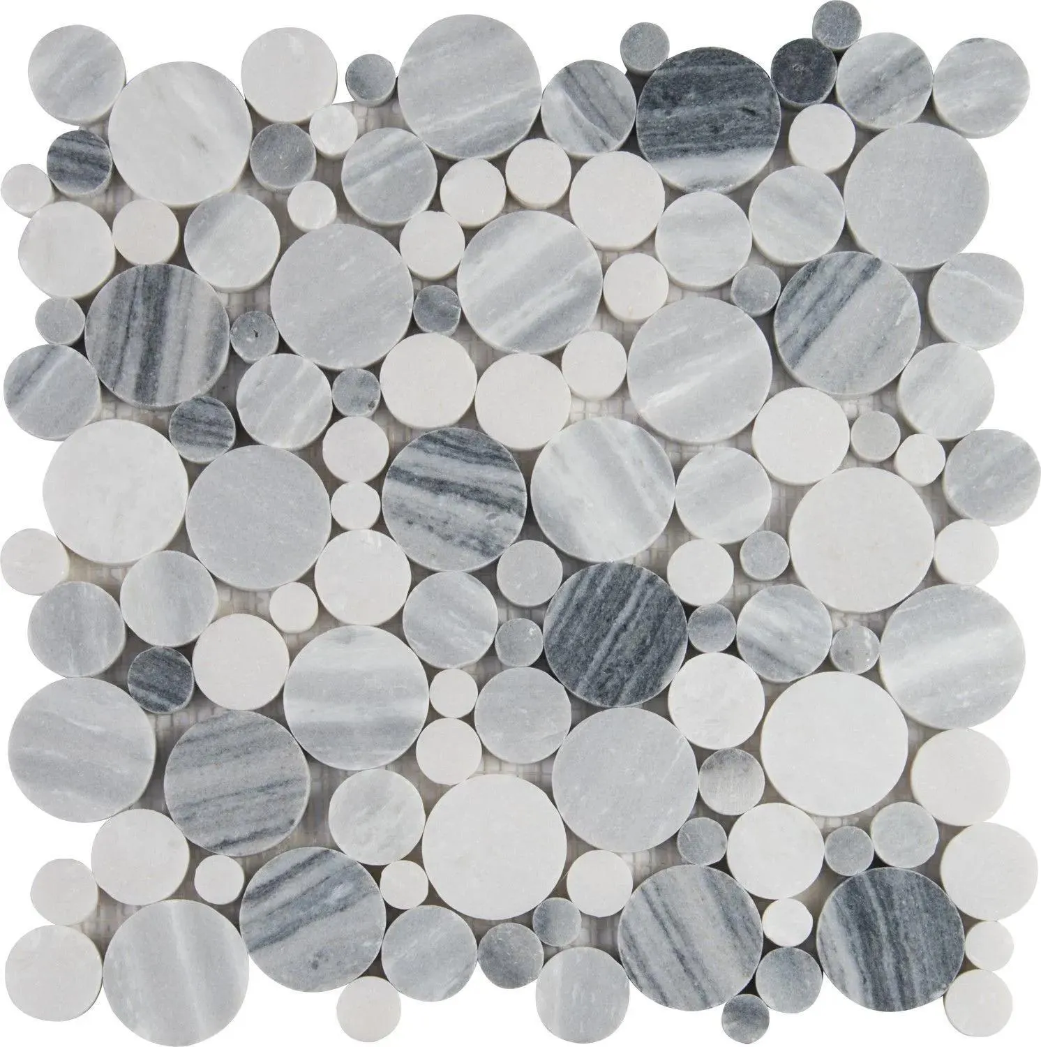 Alaska Gray-Dark Polished 12" x 12" SMOT-PEB-ALGRY MSI Surfaces Circle Mosaic Tiles
