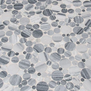 Image 5 of Alaska Gray-Dark Polished 12" x 12" SMOT-PEB-ALGRY MSI Surfaces Circle Mosaic Tiles sold at Floors & Baths Pro's