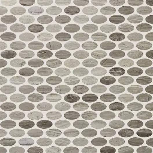 Oval Driftwood Matte 12" x 12" OVALDW Centura Circle Mosaic Tiles