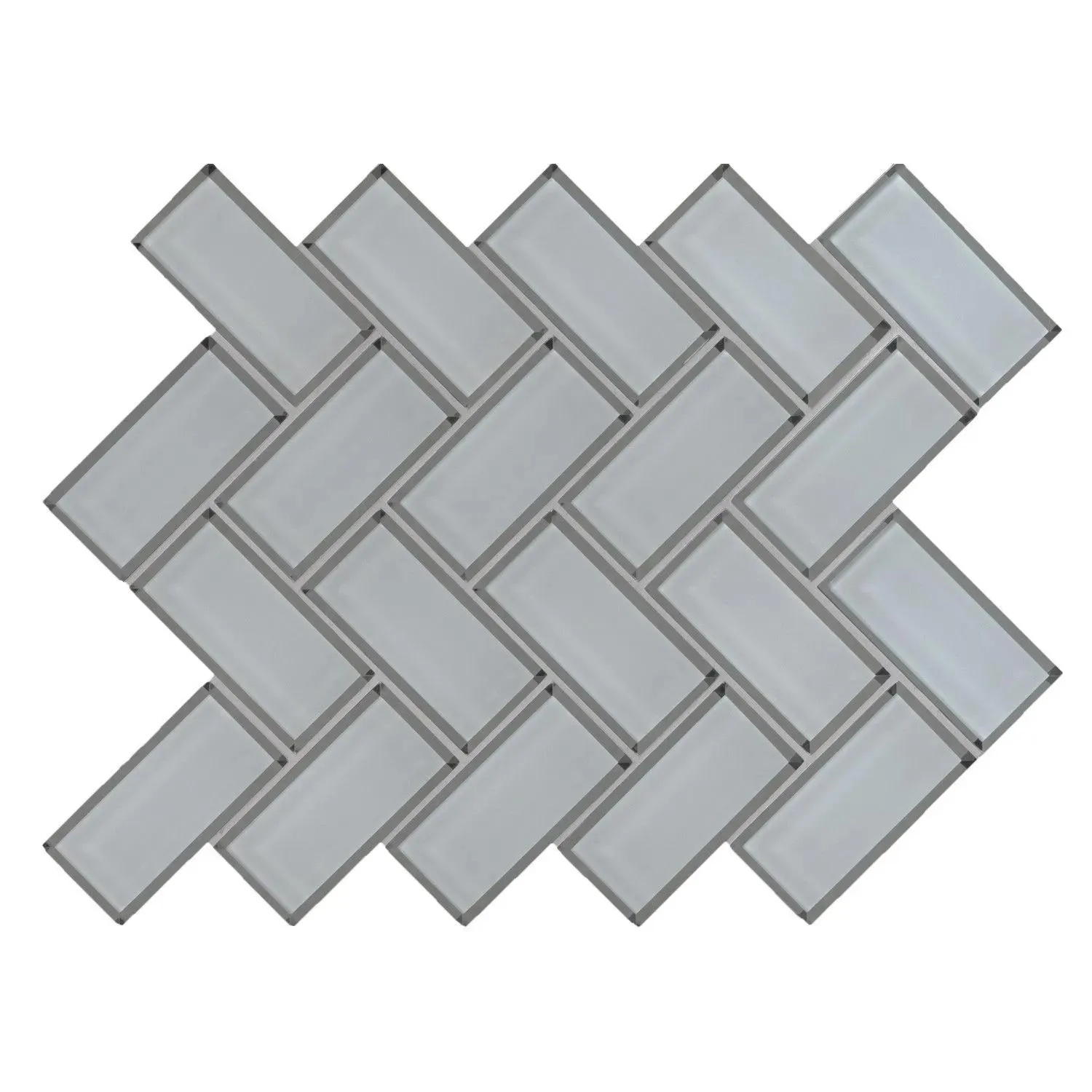Ice Bevel White-Cool Glossy 11" x 14" SMOT-GLS-ICEBEHB8MM MSI Surfaces Rectangle Mosaic Tiles