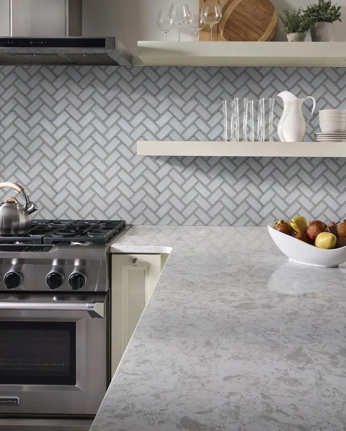 Ice Bevel White-Cool Glossy 11" x 14" SMOT-GLS-ICEBEHB8MM MSI Surfaces Rectangle Mosaic Tiles
