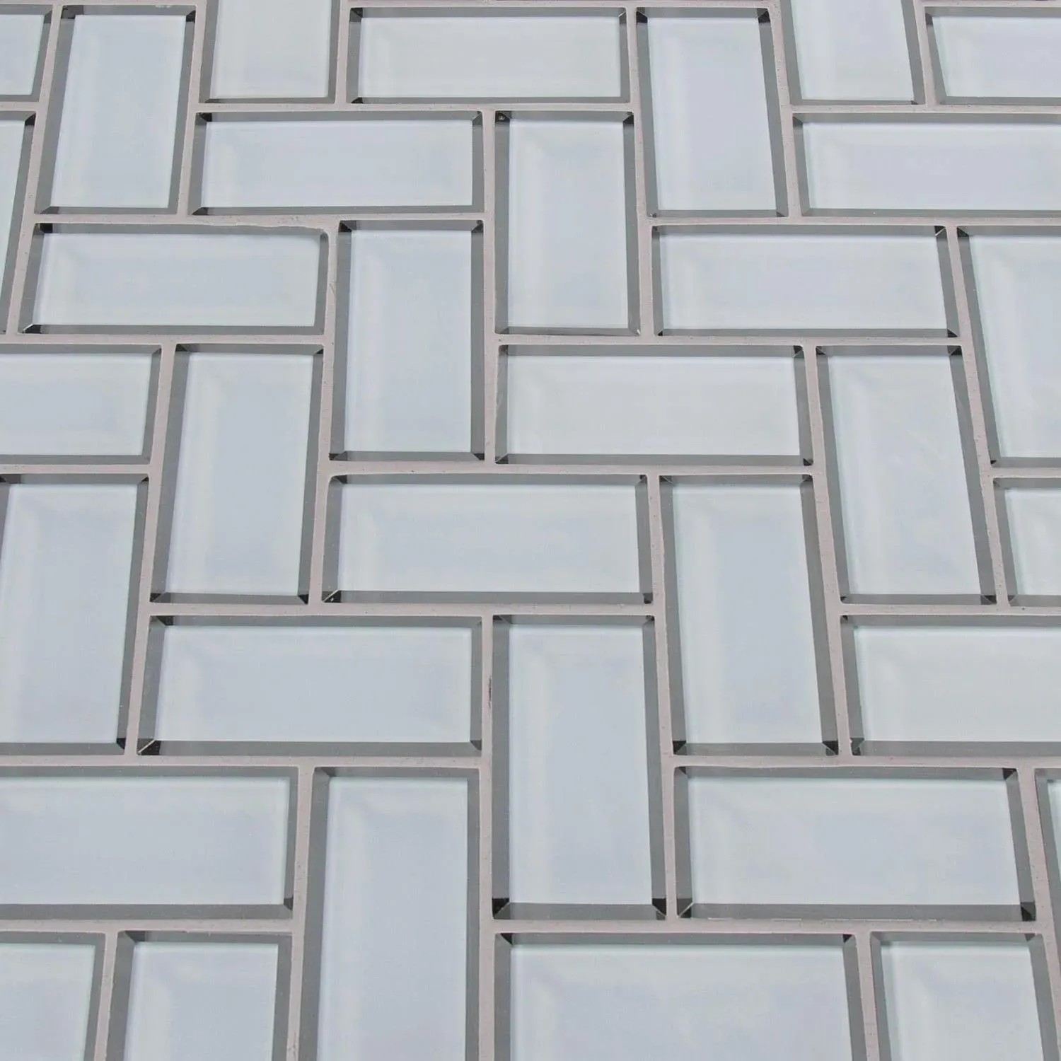 Ice Bevel White-Cool Glossy 11" x 14" SMOT-GLS-ICEBEHB8MM MSI Surfaces Rectangle Mosaic Tiles