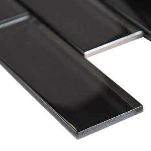 Image 3 of Metallic Gray-Dark Glossy 11-1/2" x 11-1/2" SMOT-GLSST-MEGRBE8MM MSI Surfaces Rectangle Mosaic Tiles sold at Floors & Baths Pro's