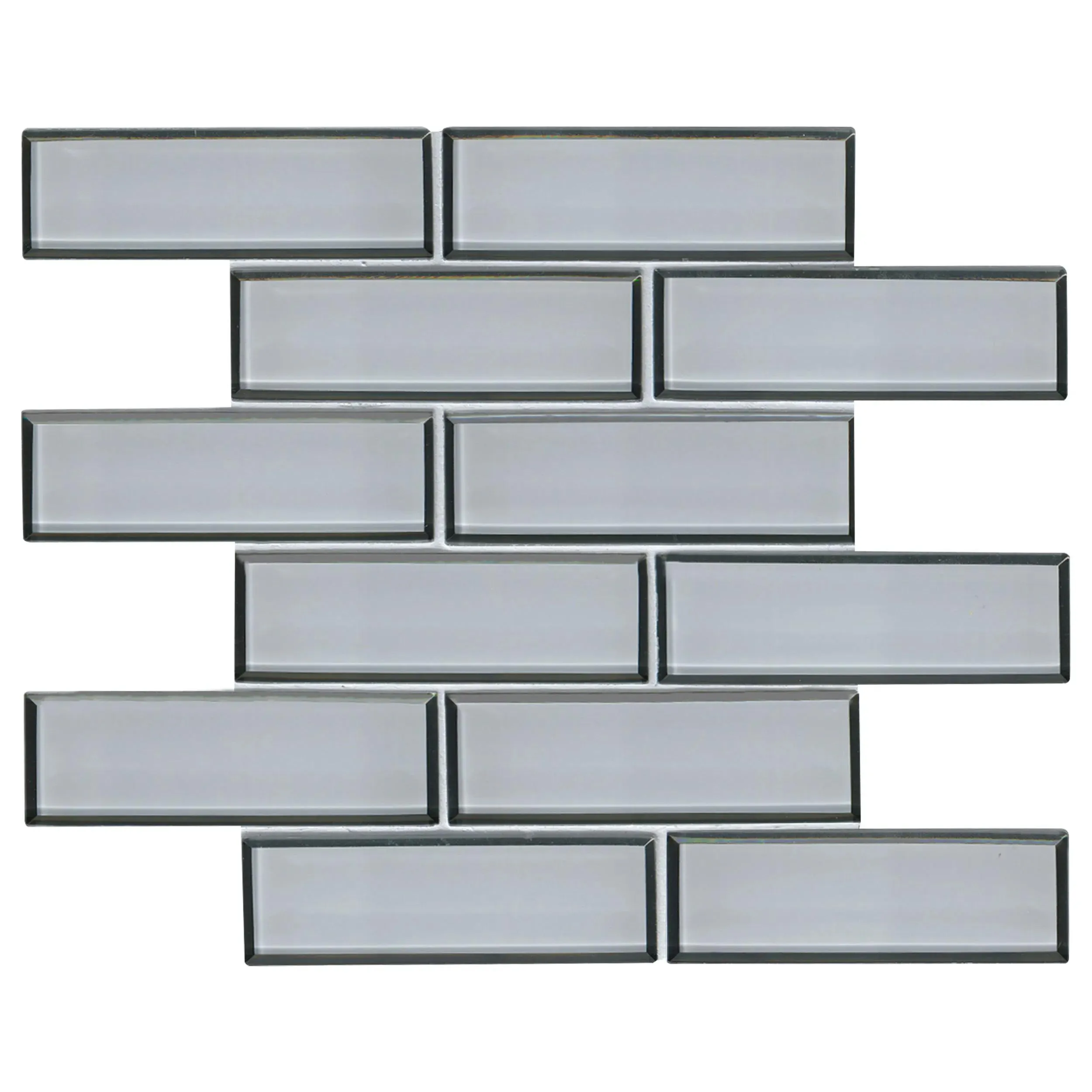 Ice Bevel White-Cool Glossy 11-1/2" x 11-1/2" SMOT-GLSST-ICEBE8MM MSI Surfaces Rectangle Mosaic Tiles