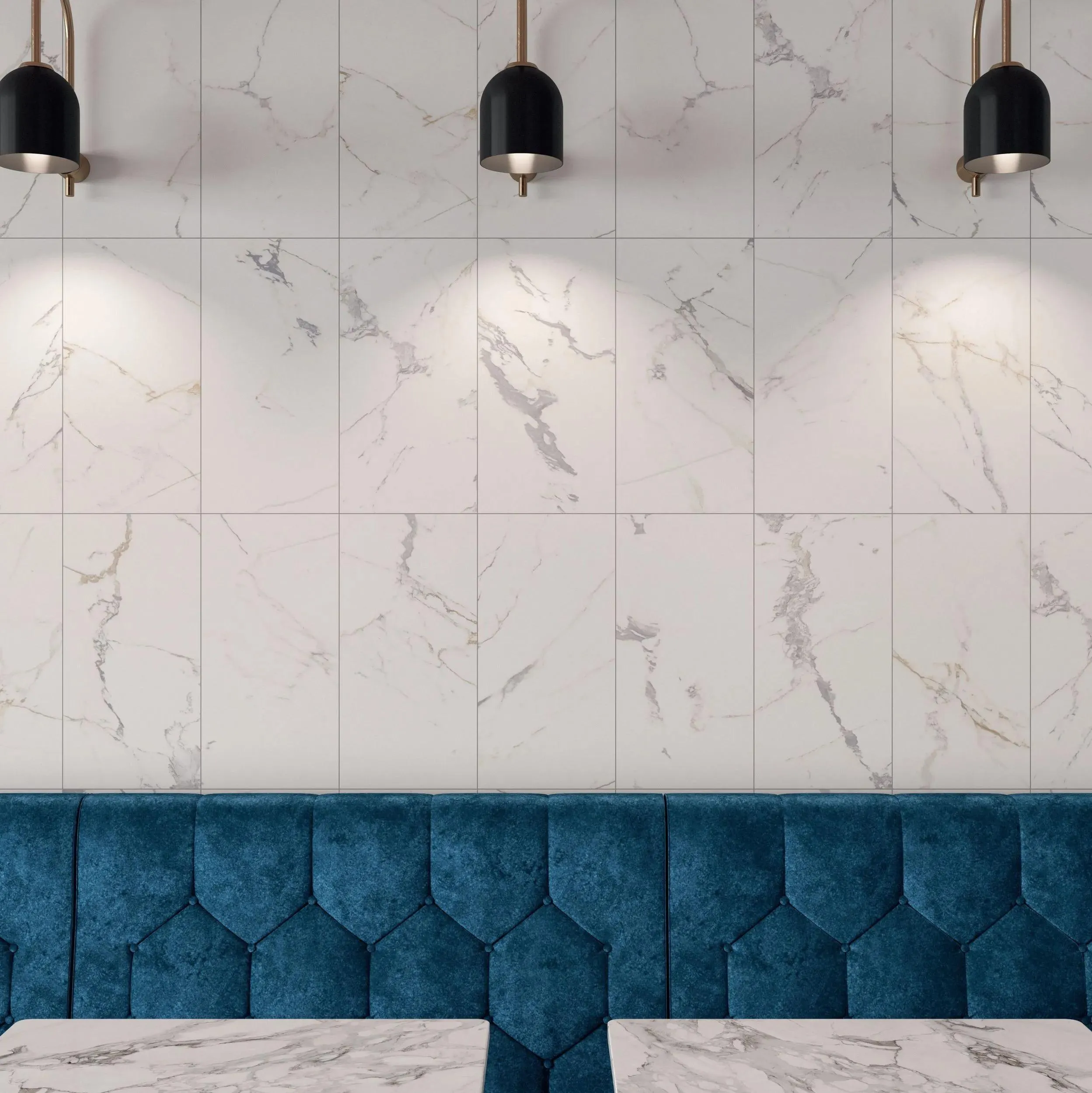 Polaris White Natural 12" x 24" (UPOLARI16BV) Marble Look Floor Tiles