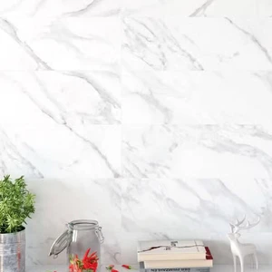 Image 2 of Abadia Bright White Glossy 12" x 24" (563881020P) Marble Look Floor Tiles sold at Floors & Baths Pro's