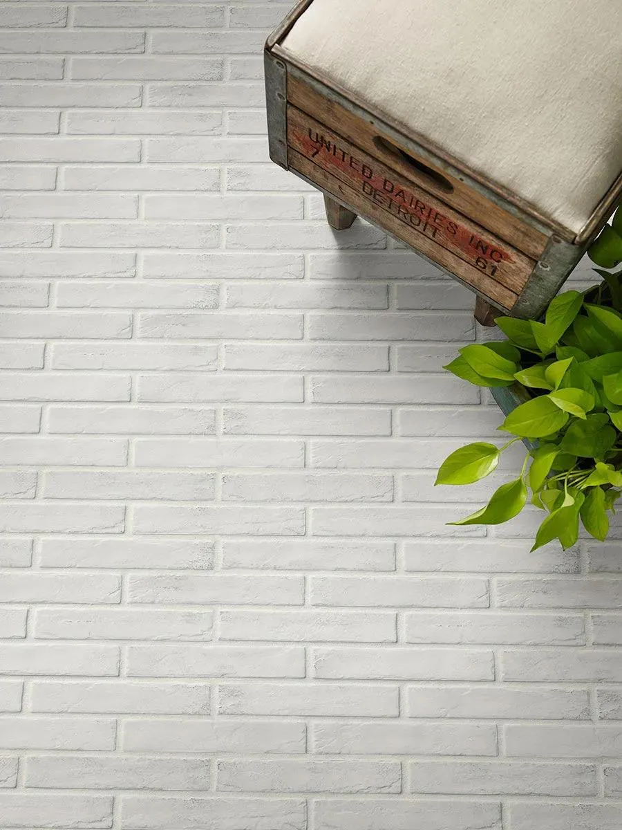 Capella White-Cool Matte 2-1/3" x 10" (NCAPWHIBRI2X10) Stone Look Floor Tiles