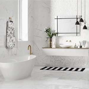 Image 2 of Precious Calacatta Matte 24" x 24" (PRCA24M) Marble Look Floor Tiles sold at Floors & Baths Pro's