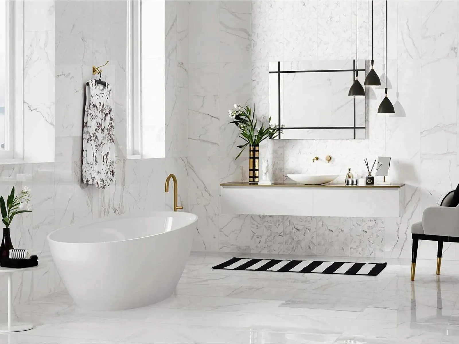 Precious Calacatta Matte 24" x 24" (PRCA24M) Marble Look Floor Tiles