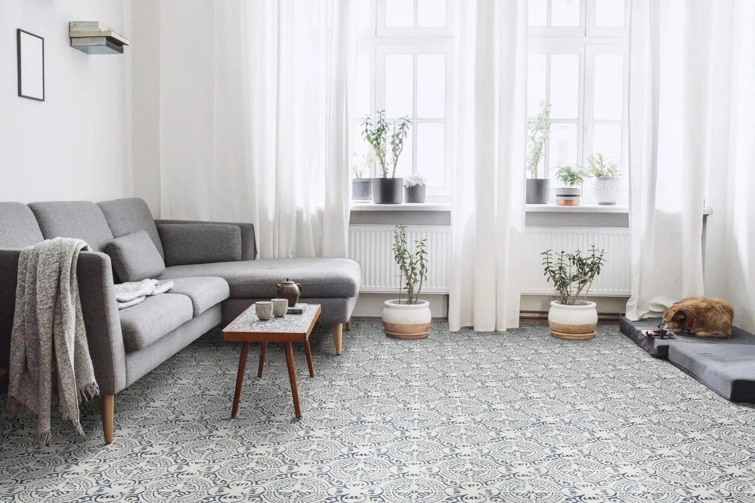 Kenzzi Indigo Blue Matte 8" x 8" (NIND8X8) Geometric Look Floor Tiles