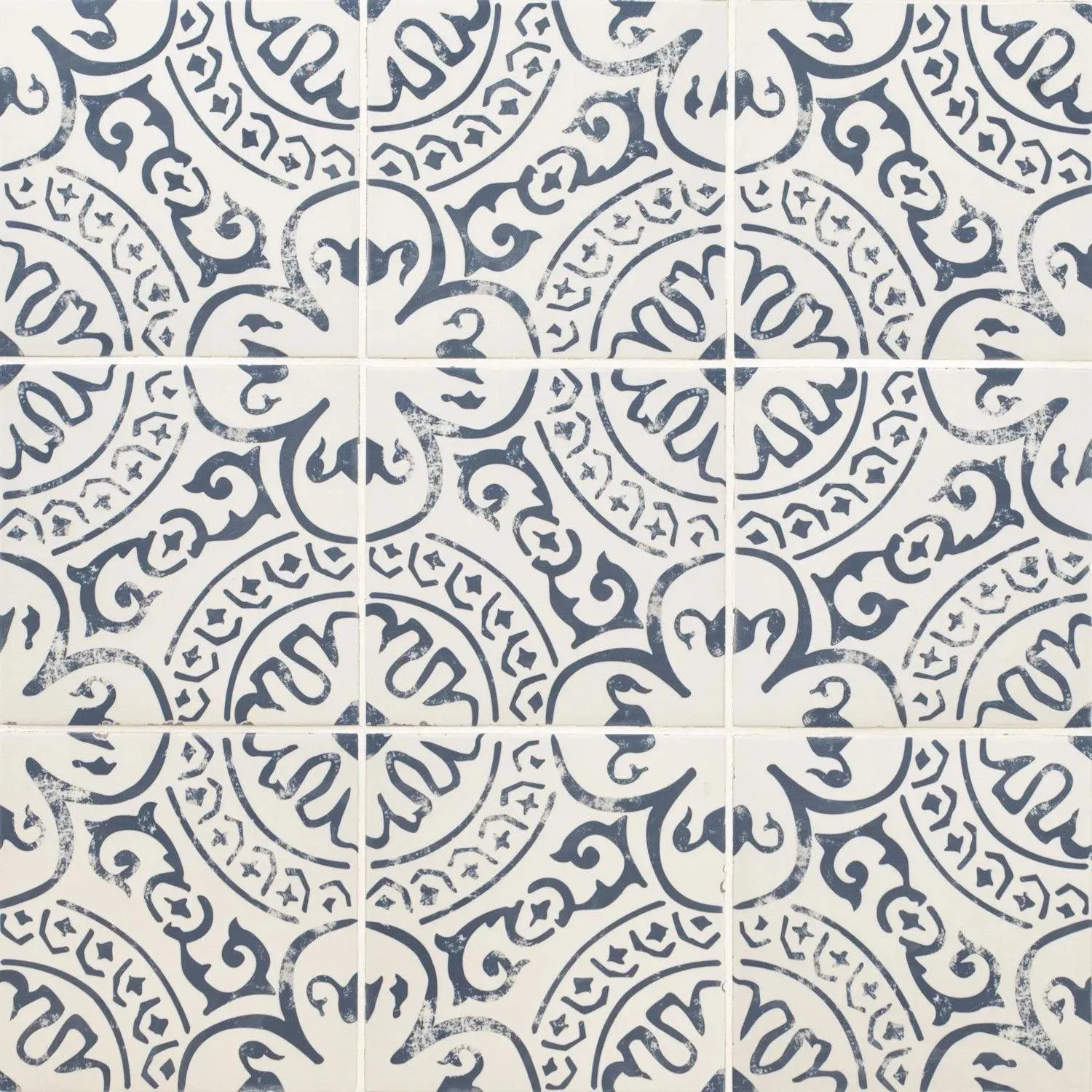 Kenzzi Indigo Blue Matte 8" x 8" (NIND8X8) Geometric Look Floor Tiles
