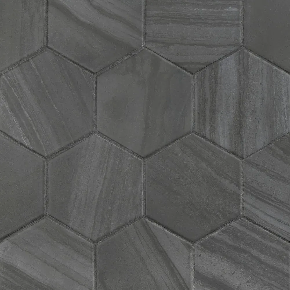 Lithos Hexagon Dark Matte 4-1/2" x 4" (LIT27974) Marble Look Floor Tiles