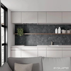 Image 3 of Lithos Hexagon Dark Matte 4-1/2" x 4" (LIT27974) Marble Look Floor Tiles sold at Floors & Baths Pro's