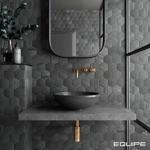 Image 4 of Lithos Hexagon Dark Matte 4-1/2" x 4" (LIT27974) Marble Look Floor Tiles sold at Floors & Baths Pro's