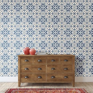 Image 2 of Kenzzi Zanzibar Blue Matte 8" x 8" (NZAN8X8) Geometric Look Floor Tiles sold at Floors & Baths Pro's