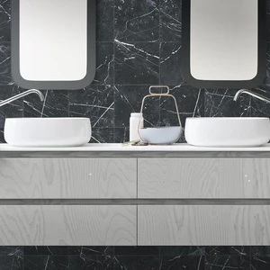 Image 2 of Classic Marquina 10" x 10" (CLAMAR1010N) Marble Look Floor Tiles sold at Floors & Baths Pro's