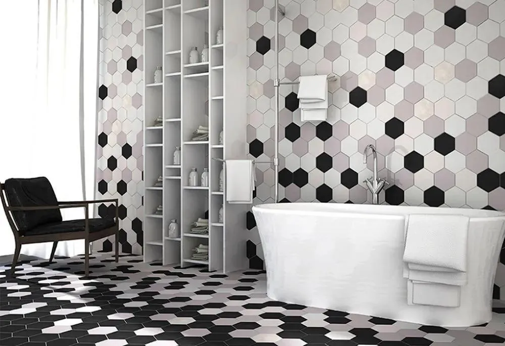 New Panal Hexagone Carbo Matte 6" x 7" (NPACARHEX0607N) Concrete Look Floor Tiles