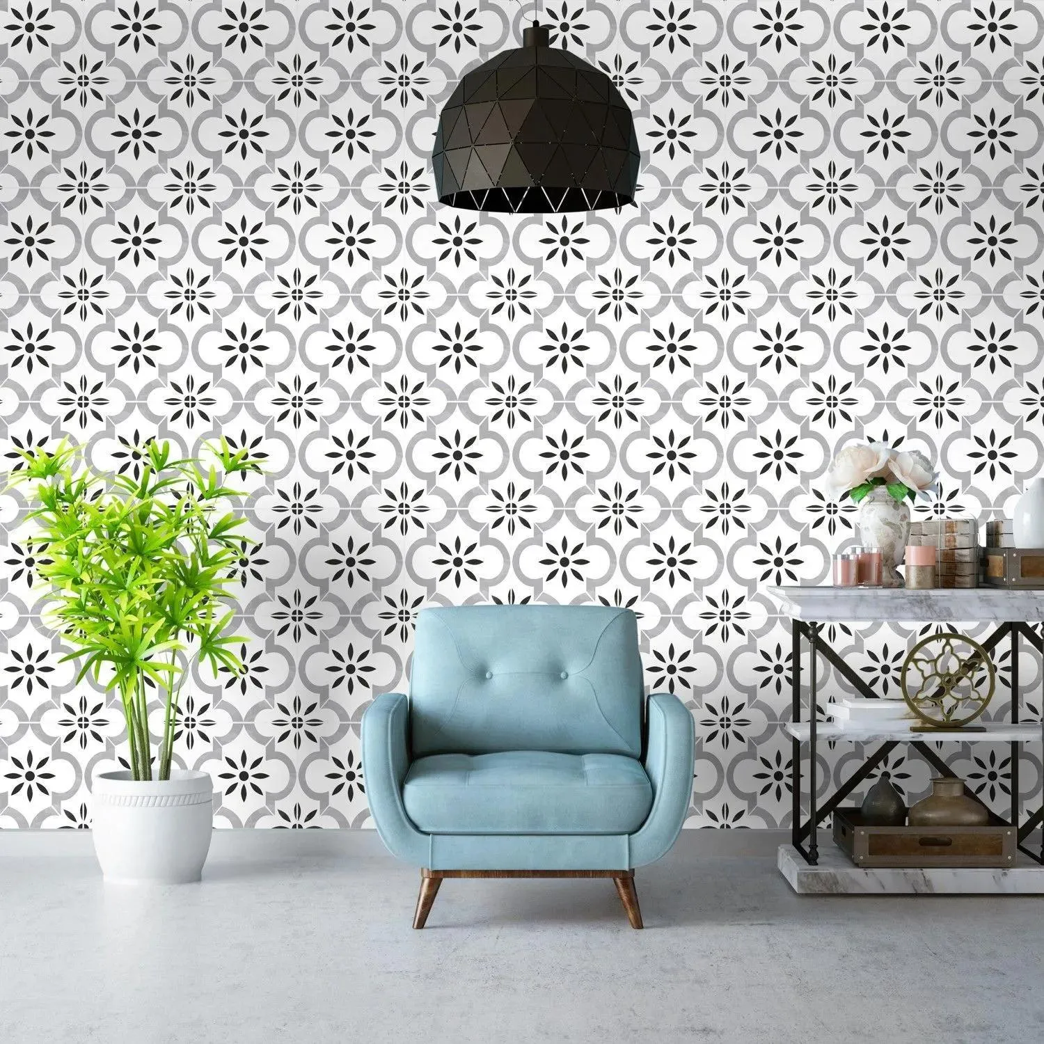 Kenzzi Azila Blue Matte 8" x 8" (NAZIL8X8) Geometric Look Floor Tiles