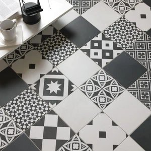Image 2 of Ciment Corolle Blanc Noir Natural 8" x 8" (CIMCOR0808N) Traditional Look Floor Tiles sold at Floors & Baths Pro's