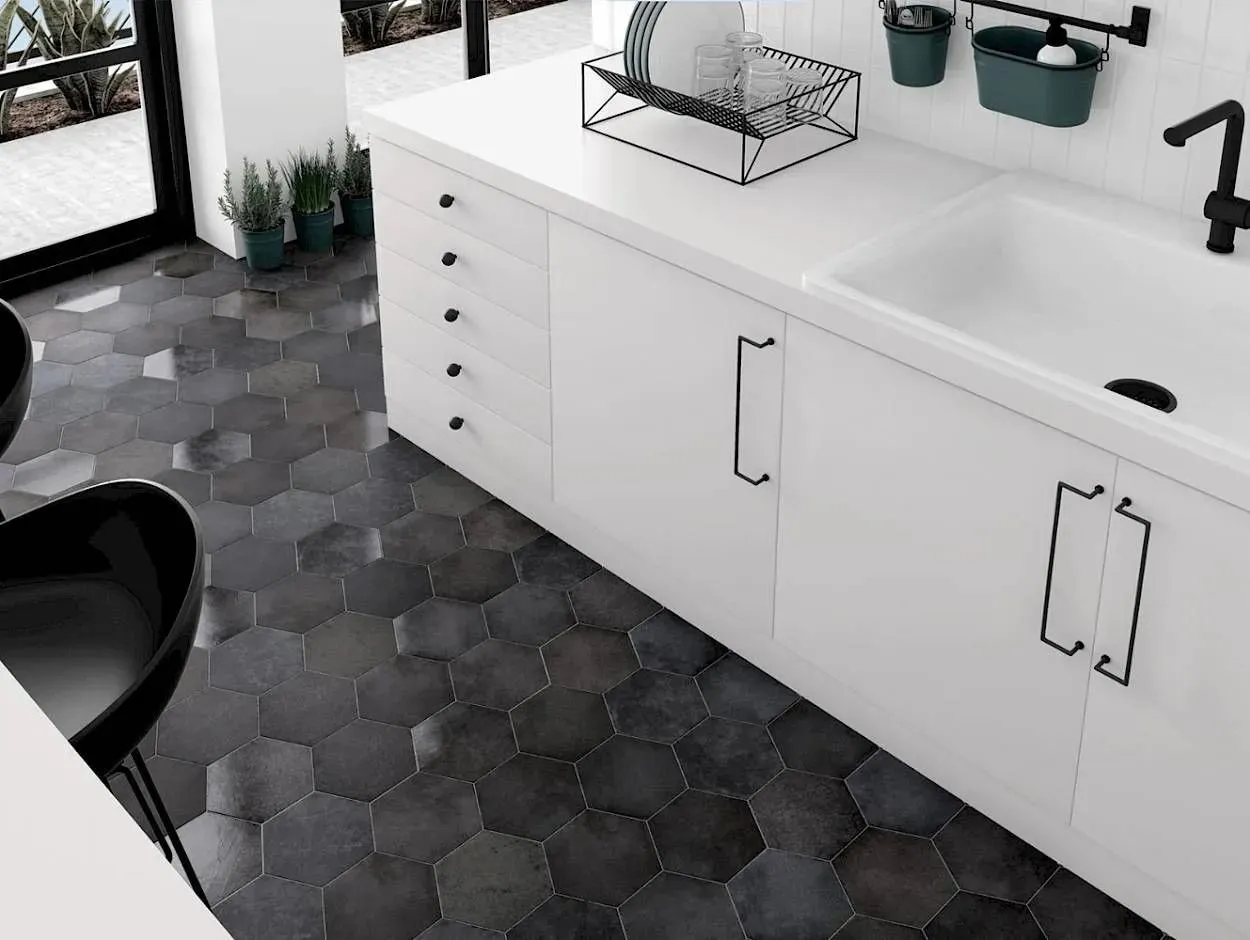Heritage Carbon Mixed 7" x 8" (HER24954) Concrete Look Floor Tiles