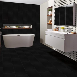 Image 2 of Domino Black Matte 12" x 24" (NBLA1224-N) Uniform Color Look Floor Tiles sold at Floors & Baths Pro's