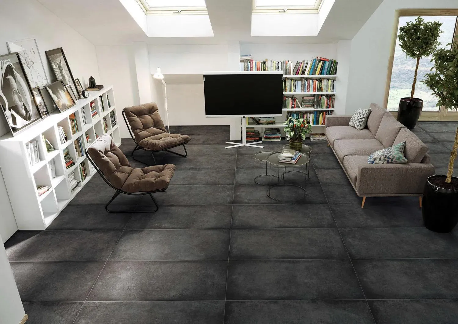 Basilea Anthracite Natural 39" x 39" (BSLANT3939NR) Concrete Look Floor Tiles