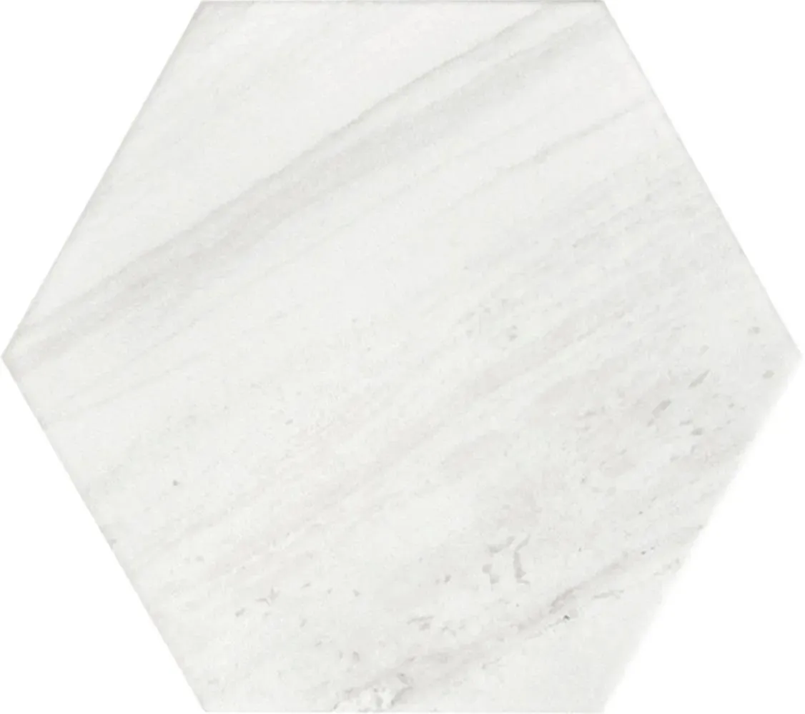 Lithos Hexagon White Matte 4-1/2" x 4" (LIT27971) Marble Look Floor Tiles