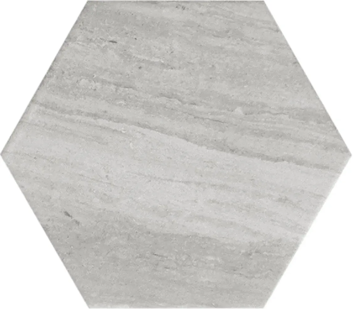 Lithos Hexagon Grey Matte 4-1/2" x 4" (LIT27972) Marble Look Floor Tiles