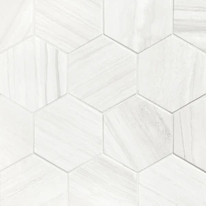 Image 2 of Lithos Hexagon White Matte 4-1/2" x 4" (LIT27971) Marble Look Floor Tiles sold at Floors & Baths Pro's