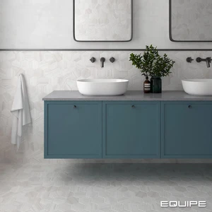 Image 3 of Lithos Hexagon White Matte 4-1/2" x 4" (LIT27971) Marble Look Floor Tiles sold at Floors & Baths Pro's