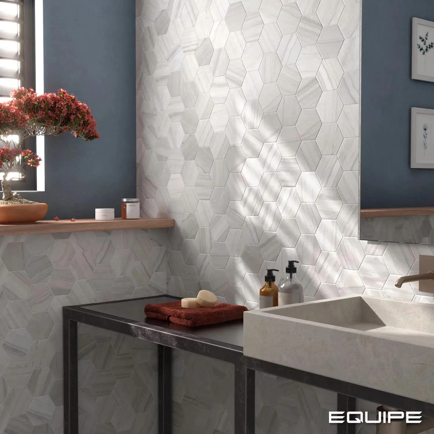 Lithos Hexagon Grey Matte 4-1/2" x 4" (LIT27972) Marble Look Floor Tiles