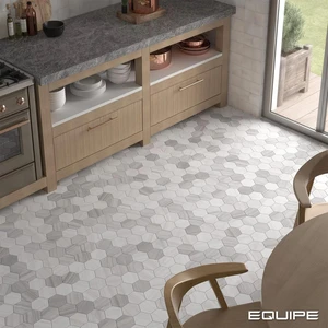 Image 4 of Lithos Hexagon White Matte 4-1/2" x 4" (LIT27971) Marble Look Floor Tiles sold at Floors & Baths Pro's