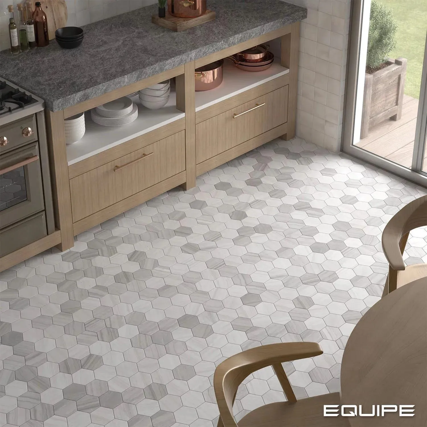 Lithos Hexagon White Matte 4-1/2" x 4" (LIT27971) Marble Look Floor Tiles