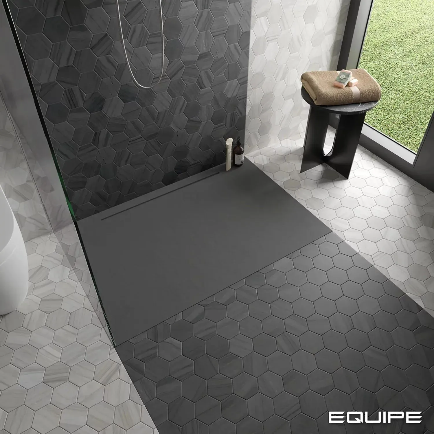 Lithos Hexagon Grey Matte 4-1/2" x 4" (LIT27972) Marble Look Floor Tiles